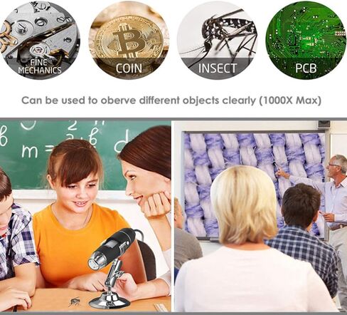 300,000 Pixels Digital Microscope, USB HD 1000X PCB Magnifier with 8 Led Lights and Microscope Stand in Kuwait