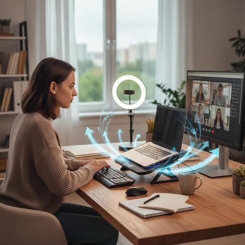 Laptop Cooling Pad, 3 Quiet Fans 5-Level Height, Adjustable Ergonomic Stand, 2 USB Ports Phone, Holder Fits 12" 17" Laptops Family Friendly, for Gaming Work Online Class in Kuwait
