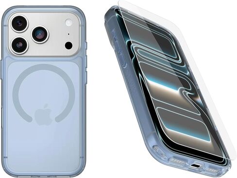 OtterBox iPhone 17 Pro (Only) Bundle: Symmetry Series+ Case & Screen Protector, Opal Prism (Clear/Multicolor) Snaps to MagSafe, Ultra-Sleek, Raised Edges Protect Camera & Screen, Non-Retail Packaging in Saudi Arabia