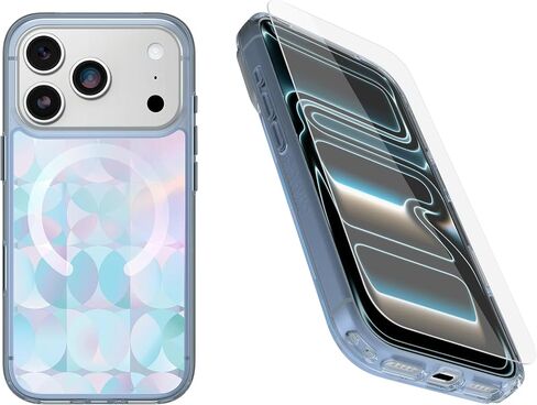 OtterBox iPhone 17 Pro (Only) Bundle: Symmetry Series+ Case & Screen Protector, Opal Prism (Clear/Multicolor) Snaps to MagSafe, Ultra-Sleek, Raised Edges Protect Camera & Screen, Non-Retail Packaging in Saudi Arabia