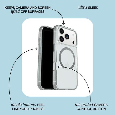 OtterBox iPhone 17 Pro (Only) Bundle: Symmetry Series+ Case & Screen Protector, Opal Prism (Clear/Multicolor) Snaps to MagSafe, Ultra-Sleek, Raised Edges Protect Camera & Screen, Non-Retail Packaging in Saudi Arabia