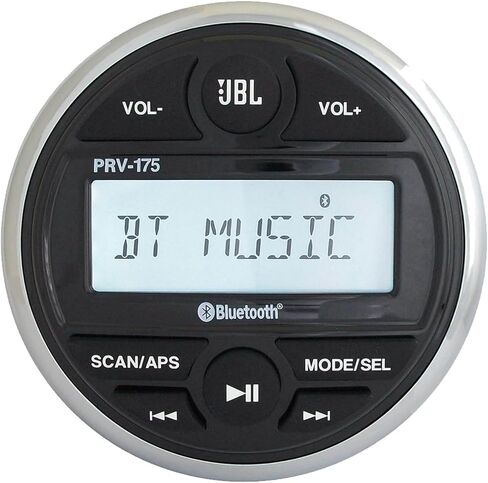 JBL PRV-175 فتحة قياس بحري USB بلوتوث AM/FM مستقبل ستيريو رقمي مع جهاز تحكم سلكي، كابل تمديد، 4X 8 450 واط بحد أقصى 2 مكبرات صوت عالية الأداء للقارب (رمادي) in Kuwait