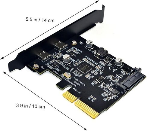 بطاقة توسيع الكمبيوتر BESPORTBLE USB 3.1 بسرعة 10 جيجابت في الثانية ومحول Pcie ثنائي المنافذ من النوع C لسطح المكتب للكمبيوتر الشخصي المتوافق مع نقل البيانات عالي السرعة in Kuwait