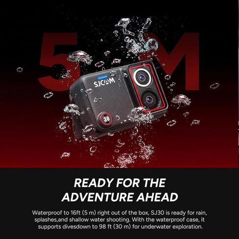 SJCAM SJ30 8K/20FPS,4K/60FPS Action Camera with Wireless Mic & 7H Battery Handle,Low Light,2.51" Flip Touchscreen,SteadyMotion 2.0 Stabilization,5M Body Waterproof,for YouTube Creator Vlogging in Kuwait