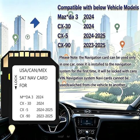 ذاكرة بطاقة SD للملاحة 2025 متوافقة مع Maz*da 3 2024، وCX30 (2024)، وCx5(2024-2025)، وCx90(2023-2025)، وأحدث خرائط GPS USA/CAN/MEX in Kuwait
