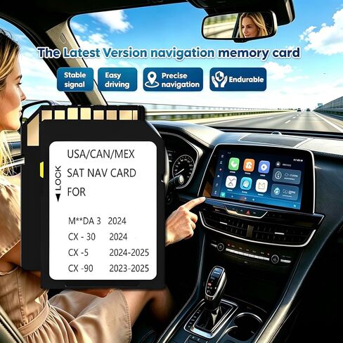 ذاكرة بطاقة SD للملاحة 2025 متوافقة مع Maz*da 3 2024، وCX30 (2024)، وCx5(2024-2025)، وCx90(2023-2025)، وأحدث خرائط GPS USA/CAN/MEX in Kuwait
