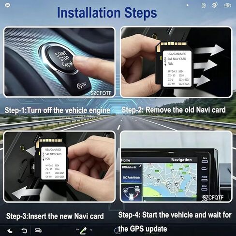 ذاكرة بطاقة SD للملاحة 2025 متوافقة مع Maz*da 3 2024، وCX30 (2024)، وCx5(2024-2025)، وCx90(2023-2025)، وأحدث خرائط GPS USA/CAN/MEX in Kuwait