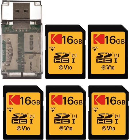 Kodak 16GB Class 10 UHS-I U1 SDHC Memory Card Bundle with High Speed Card Reader (6 Items) in Kuwait
