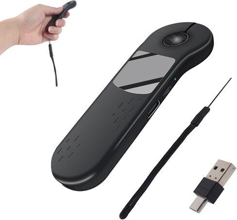 ماوس لاسلكي صغير بتقنية البلوتوث مزدوج الوضع من إليك سبيس - مستقبل USB-C، 2.4 جيجا لاسلكي وبلوتوث، ماوس لوحة اللمس قابل لإعادة الشحن مع حبل مضاد للفقد للكمبيوتر وأجهزة الكمبيوتر المحمولة والأجهزة اللوحية والهواتف الذكية (أسود) in Kuwait