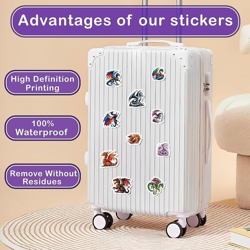 50 Pcs Dragon Stickers Waterproof Magic Dragons Decals Vinyl Cryptid Animals Sticker for Water Bottle Phone Luggage Skateboard Laptop Bumper Bike Decor Gifts for Adults Friends Birthday in Saudi Arabia