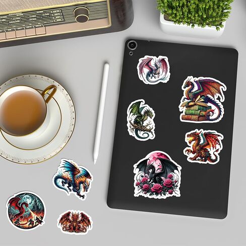 50 Pcs Dragon Stickers Waterproof Magic Dragons Decals Vinyl Cryptid Animals Sticker for Water Bottle Phone Luggage Skateboard Laptop Bumper Bike Decor Gifts for Adults Friends Birthday in Saudi Arabia