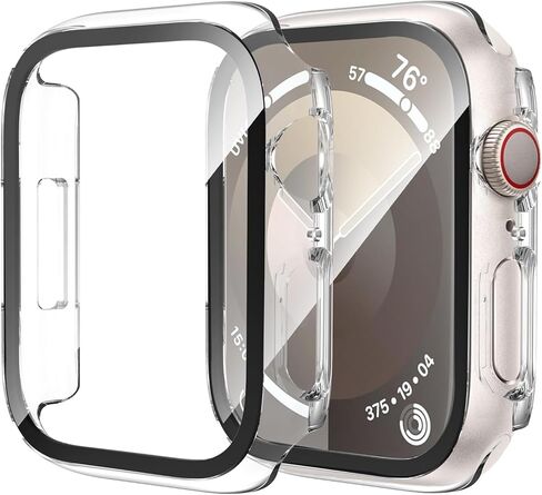عبوتان من الحافظة لساعة Apple Watch SE الجيل الثالث 6/5/4/SE مقاس 40 مم مع واقي شاشة من الزجاج المقوى، غطاء حماية كامل رفيع للغاية مقاوم للخدش لساعة iWatch مقاس 40 مم، ذهبي in Kuwait