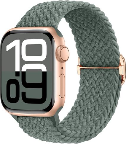 سوار مضفر قابل للتمدد متوافق مع ساعة Apple 40 مم 41 مم 42 مم 38 مم 44 مم 45 مم 46 مم 49 مم للنساء والرجال، حزام رياضي من النايلون قابل للتعديل ومسامي لسلسلة iWatch 11 10 9 8 7 6 5 4 3 SE/Ultra 2 in Kuwait