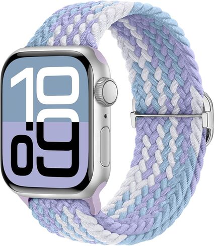 سوار مضفر قابل للتمدد متوافق مع ساعة Apple 40 مم 41 مم 42 مم 38 مم 44 مم 45 مم 46 مم 49 مم للنساء والرجال، حزام رياضي من النايلون قابل للتعديل ومسامي لسلسلة iWatch 11 10 9 8 7 6 5 4 3 SE/Ultra 2 in Kuwait