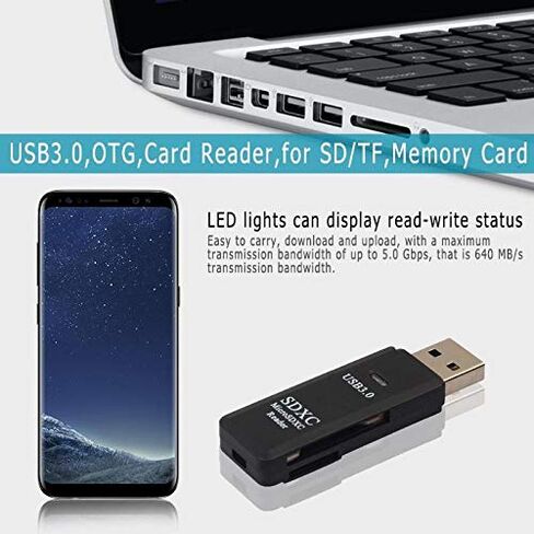 USB3.0 2 في 1 محول قارئ بطاقات OTG لـ SD TF لبطاقة ذاكرة Micro SD مع مؤشر LED للكمبيوتر الشخصي والكمبيوتر المحمول in Kuwait
