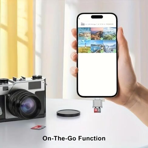 قطعة واحدة من قارئ بطاقات USB-C وUSB مزدوج لبطاقات SD وTF - لمسة نهائية معدنية شديدة اللمعان - سعة 256 جيجابايت - متوافقة مع أجهزة الكمبيوتر المحمولة الذكية والمزيد، تصميم معدني أنيق لنقل البيانات المحمولة in Kuwait