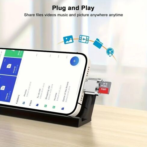 قطعة واحدة من قارئ بطاقات USB-C وUSB مزدوج لبطاقات SD وTF - لمسة نهائية معدنية شديدة اللمعان - سعة 256 جيجابايت - متوافقة مع أجهزة الكمبيوتر المحمولة الذكية والمزيد، تصميم معدني أنيق لنقل البيانات المحمولة in Kuwait
