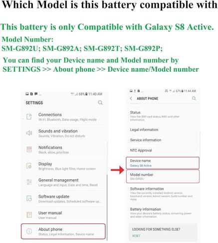 لمجموعات استبدال البطارية S8 Active المتوافقة مع Samsung Galaxy S8 Active SM-G892 جميع الموديلات مع لاصق ودليل التثبيت ومجموعات أدوات الإصلاح in Kuwait