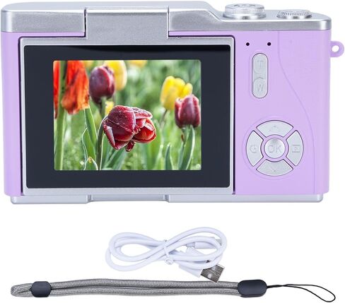 48MP 1080P HD Video Digital Camera, 2.4" LCD Screen, 8X Digital Zoom, Point and Shoot Camera for Kids, Teens, Beginners, Vlogging, Travel (Purple) in Saudi Arabia