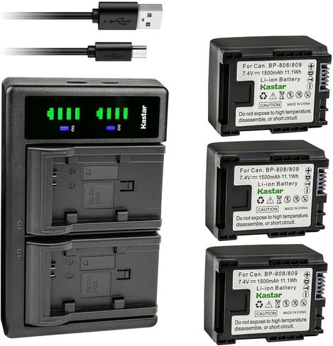 بطارية Kastar مكونة من قطعتين وشاحن USB LTD2 بديل لكاميرا Canon VIXIA HF S100 HFS100، VIXIA HF S200 HFS200، VIXIA HF10، VIXIA HF11، Canon BP-809 BP809 BP-809/B BP-809/S، BP-819، BP-827 in Kuwait