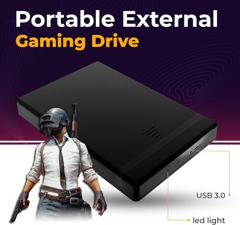 1TB Portable Gaming External Hard Drive, USB 3.0 HDD Storage & Backup Drive for Laptop, Desktop, Mac - Storage Expansion Drive Compatible with Game Consoles, PS4, PS5 - Black in Saudi Arabia
