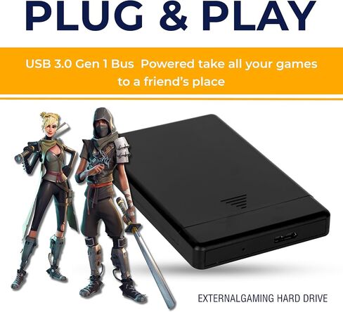 محرك الأقراص الصلبة الخارجي للألعاب المحمول سعة 1 تيرابايت، ومحرك أقراص USB 3.0 HDD للتخزين ومحرك النسخ الاحتياطي لأجهزة الكمبيوتر المحمول وسطح المكتب وMac - محرك توسيع التخزين المتوافق مع وحدات التحكم بالألعاب وPS4 وPS5 - أسود in Kuwait