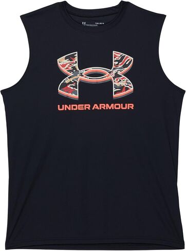 Under Armour Boys' Tech Graphic Muscle T-Shirt , Black (001)/Peninsula Blue , Youth Large in Saudi Arabia