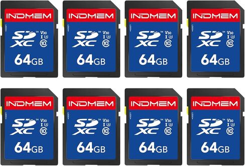 SD Card 64GB, 8-Pack UHS-I Class 10 MLC Flash Memory Card, High-Speed Secure Digital Cards for Cameras, Trail Camera DSLR, Action Cams - Reliable Storage in Kuwait