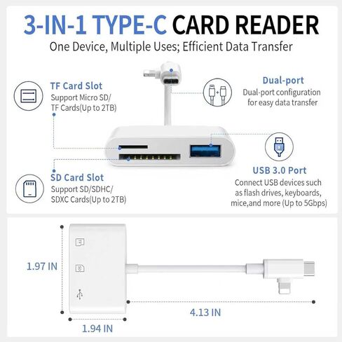 عبوتان من بطاقة Micro SD بسعة 128 جيجابايت مع قارئ 3 في 1 من النوع C، وبطاقة TF U3 V30 عالية التحمل لكاميرا Dash Cam، Wyze، Blink، كاميرا الأمان، وضع Tesla Sentry، تشغيل الفيديو والهاتف بدقة 4K لهاتف iPhone 15/16 Android in Kuwait