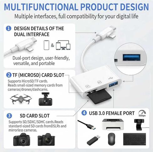 عبوتان من بطاقة Micro SD بسعة 128 جيجابايت مع قارئ 3 في 1 من النوع C، وبطاقة TF U3 V30 عالية التحمل لكاميرا Dash Cam، Wyze، Blink، كاميرا الأمان، وضع Tesla Sentry، تشغيل الفيديو والهاتف بدقة 4K لهاتف iPhone 15/16 Android in Kuwait