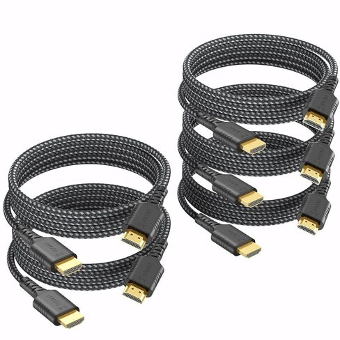 8K HDMI Cable 5-Pack 6FT, HDMI 2.1 Cord 48Gbps Ultra High Speed Braided Cable, Supports 8K@60Hz & 4K@240Hz/165/144Hz, HDR, eARC, VRR, Compatible with PS4/PS5, Xbox Series X, Switch, PC, Monitor in Saudi Arabia