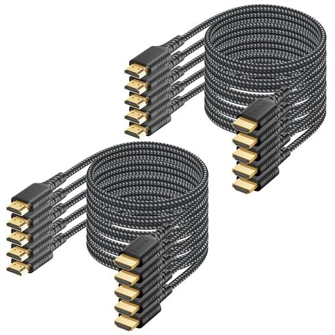 8K HDMI Cable 5-Pack 6FT, HDMI 2.1 Cord 48Gbps Ultra High Speed Braided Cable, Supports 8K@60Hz & 4K@240Hz/165/144Hz, HDR, eARC, VRR, Compatible with PS4/PS5, Xbox Series X, Switch, PC, Monitor in Saudi Arabia