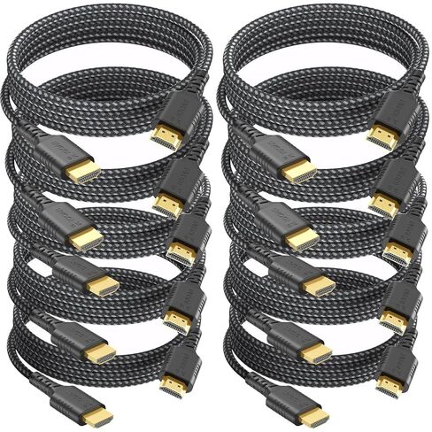 8K HDMI Cable 5-Pack 6FT, HDMI 2.1 Cord 48Gbps Ultra High Speed Braided Cable, Supports 8K@60Hz & 4K@240Hz/165/144Hz, HDR, eARC, VRR, Compatible with PS4/PS5, Xbox Series X, Switch, PC, Monitor in Saudi Arabia