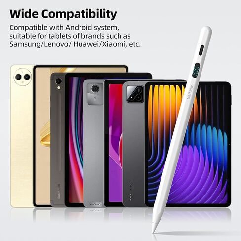 قلم شاشة اللمس Bettdow POM Feather Stylus Pen لنظام Android، قلم شاشة لمس سعوية من النوع C متوافق مع أجهزة Xiaomi Pad/Lenovo وأجهزة Huawei اللوحية، أبيض in Kuwait