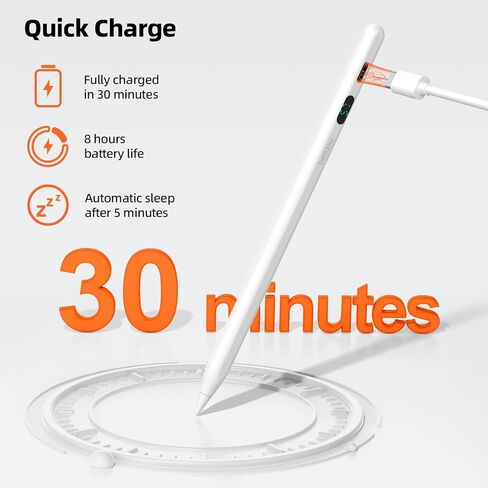 قلم شاشة اللمس Bettdow POM Feather Stylus Pen لنظام Android، قلم شاشة لمس سعوية من النوع C متوافق مع أجهزة Xiaomi Pad/Lenovo وأجهزة Huawei اللوحية، أبيض in Kuwait