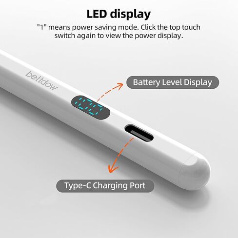 قلم شاشة اللمس Bettdow POM Feather Stylus Pen لنظام Android، قلم شاشة لمس سعوية من النوع C متوافق مع أجهزة Xiaomi Pad/Lenovo وأجهزة Huawei اللوحية، أبيض in Kuwait