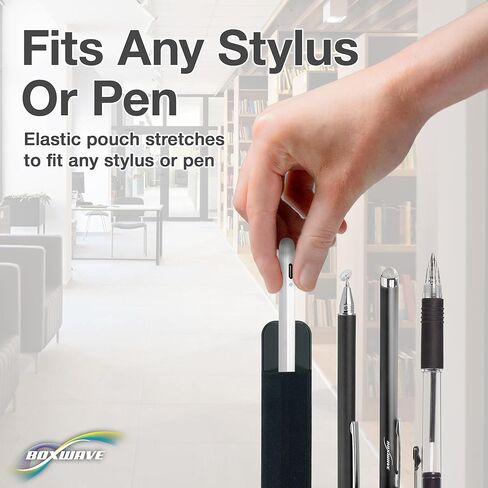 BoxWave Stylus Pouch Compatible with Apple iPhone 13 - Stylus PortaPouch, Pen Stylii Holder Carrier Portable Self-Adhesive - Jet Black in Kuwait