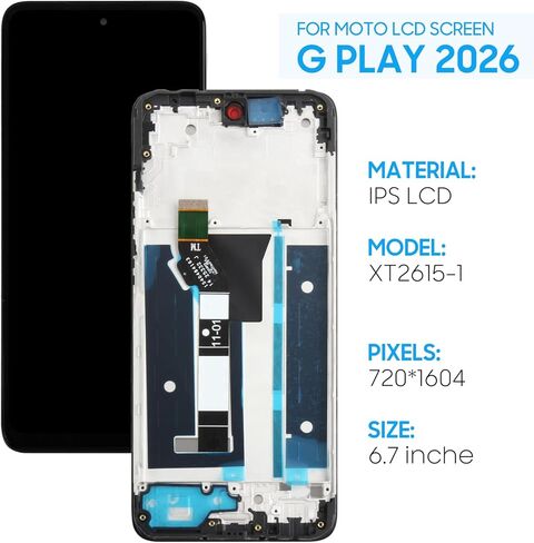 Original for Motorola Moto G Play 5G 2026 Screen Replacement XT2615-1 6.7" LCD Display Touch Digitizer Assembly with Tools - Black with Frame in Kuwait