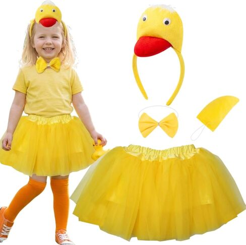 Kirei Sui Kids Animal Yellow Duck Ears Headband Bowtie Tail & Tutu Costume in Saudi Arabia
