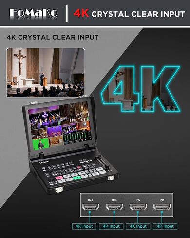 كاميرا FoMaKo 4K 60 إطارًا في الثانية 20X بصرية NDI PTZ، تتبع تلقائي بالذكاء الاصطناعي مع تكبير تلقائي ذكي، للترفيه والأداء المباشر بما في ذلك الحفلات الموسيقية والمسرح والموسيقى (K820SX2+KC608 Pro+M5) in Kuwait