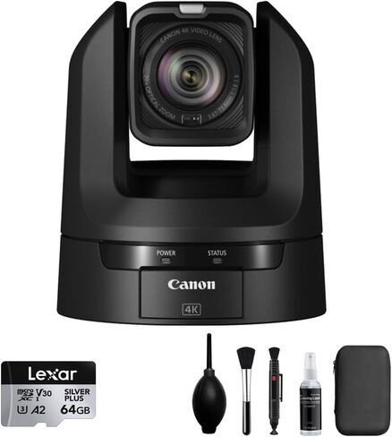Canon CR-N300 4K NDI PTZ Camera with 20x Zoom (Satin Black) Bundle with 64GB MicroSDXC Card + Cleaning Kit (3 Items) in Saudi Arabia
