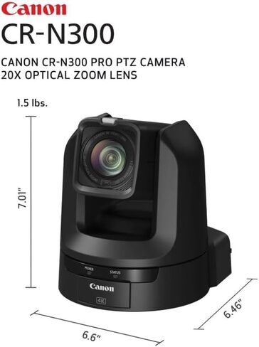 Canon CR-N300 4K NDI PTZ Camera with 20x Zoom (Satin Black) Bundle with 64GB MicroSDXC Card + Cleaning Kit (3 Items) in Saudi Arabia