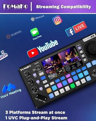 كاميرا FoMaKo 30X بصري + 16X تكبير رقمي PTZ، تتبع تلقائي 1080P 60 إطارًا في الثانية AI مع تكبير تلقائي ذكي، لمسابقات الرقص أو العروض الموسيقية البث المباشر (K30X2+KC800) in Kuwait