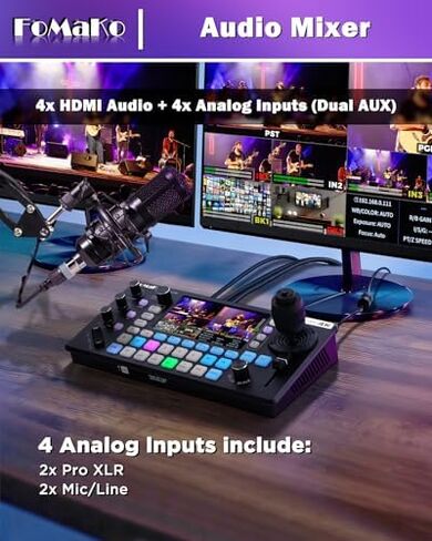 كاميرا FoMaKo 30X بصري + 16X تكبير رقمي PTZ، تتبع تلقائي 1080P 60 إطارًا في الثانية AI مع تكبير تلقائي ذكي، لمسابقات الرقص أو العروض الموسيقية البث المباشر (K30X2+KC800) in Kuwait