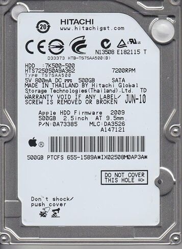 HTS725050A9A362, PN 0A73385, MLC DA3526, Hitachi 500GB SATA 2.5 Hard Drive (Renewed) in Kuwait