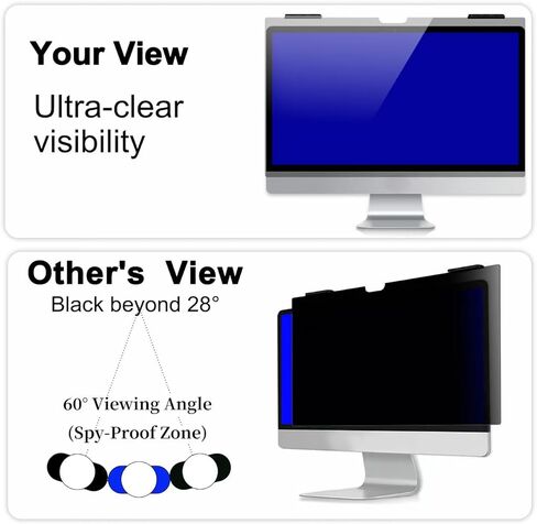 24 Inch Hanging Computer Privacy Screen Protector Compatible with 24-inch iMac (2021-2024, M1/M3/M4) - Anti Spy Anti Glare Blue Light Filter Shield, Reusable & Removable (iMac 24 inch（2021-2024）) in Kuwait