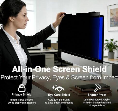 24 Inch Hanging Computer Privacy Screen Protector Compatible with 24-inch iMac (2021-2024, M1/M3/M4) - Anti Spy Anti Glare Blue Light Filter Shield, Reusable & Removable (iMac 24 inch（2021-2024）) in Kuwait