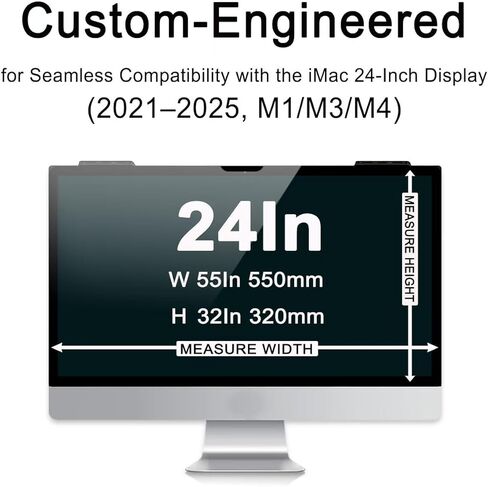 24 Inch Hanging Computer Privacy Screen Protector Compatible with 24-inch iMac (2021-2024, M1/M3/M4) - Anti Spy Anti Glare Blue Light Filter Shield, Reusable & Removable (iMac 24 inch（2021-2024）) in Kuwait