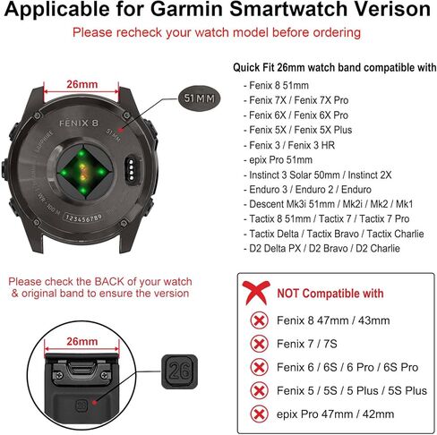 سوار Dhwazz لـ Fenix ​​8 51 مم / 7X / 6X Pro / 5X Plus للرجال، 26 مم حزام من الفولاذ المقاوم للصدأ سريع التركيب، أربطة مغناطيسية ميلانو متينة لـ Garmin Instinct 3 50 مم / Epix Pro (الجيل 2) 51 مم in Kuwait