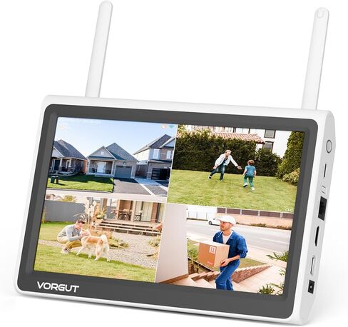 [بدون محرك أقراص ثابتة] VORGUT 10 بوصة LCD مسجل فيديو شبكة WiFi NVR 10 قنوات، موجه WiFi مدمج، يدعم ما يصل إلى 6 تيرابايت HDD، تسجيل 24/7، عرض سهل عن بعد، يعمل فقط مع كاميرا VORGUT الشمسية اللاسلكية in Kuwait